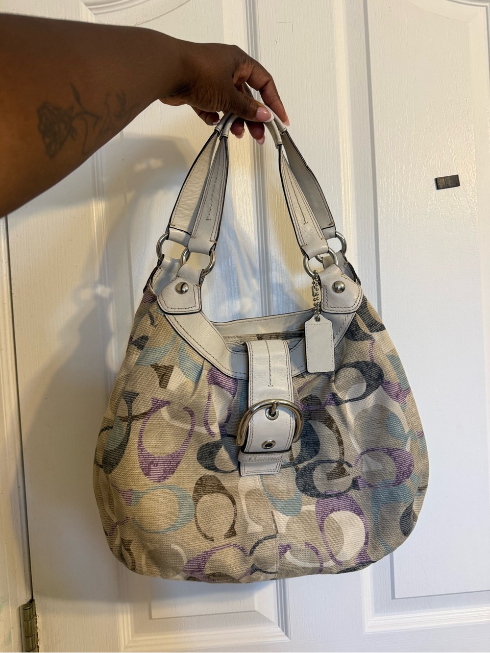 Coach Lyn Multicolor Signature Canvas Hobo Bag